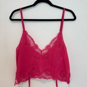 Kat The Label Hot Pink Lace Cropped Camisole Lingerie Top